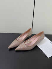 DIOR 26S POINTED-TOE HIGH HEELS 35MM IN NUDE SUEDE CRYSTAL