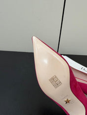 DIOR 26S POINTED-TOE HIGH HEELS 35MM IN RASPBERRY RED SUEDE GOLD HARDWARE