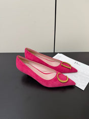 DIOR 26S POINTED-TOE HIGH HEELS 35MM IN RASPBERRY RED SUEDE GOLD HARDWARE