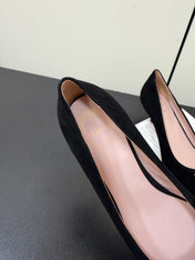 DIOR 26S POINTED-TOE HIGH HEELS 35MM IN BLACK SUEDE GOLD HARDWARE