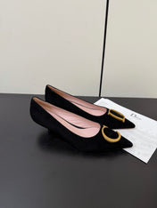 DIOR 26S POINTED-TOE HIGH HEELS 35MM IN BLACK SUEDE GOLD HARDWARE