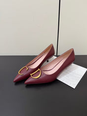 DIOR 26S POINTED-TOE HIGH HEELS 35MM IN DARK RED CALFSKIN GOLD HARDWARE