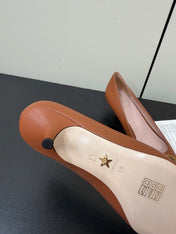 DIOR 26S POINTED-TOE HIGH HEELS 35MM IN RUST BROWN CALFSKIN GOLD HARDWARE