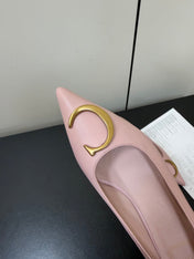DIOR 26S POINTED-TOE HIGH HEELS 35MM IN PINK CALFSKIN GOLD HARDWARE