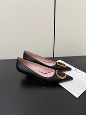 DIOR 26S POINTED-TOE HIGH HEELS 35MM IN BLACK CALFSKIN GOLD HARDWARE