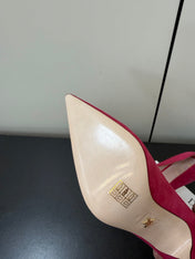 DIOR 26S POINTED-TOE HIGH HEELS 70MM IN RASPBERRY RED SUEDE GOLD HARDWARE