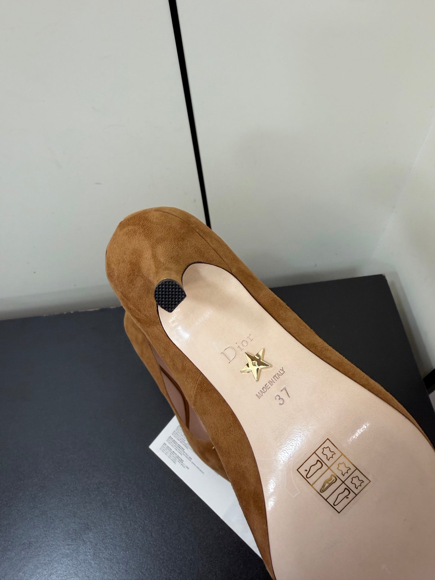 DIOR 26S POINTED-TOE HIGH HEELS 70MM IN TAN BROWN SUEDE GOLD HARDWARE