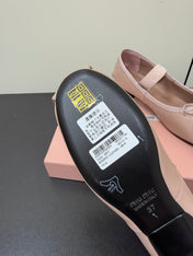 MIUMIU 26S FAIRY BALLET FLATS IN DARK NUDE CALFSKIN