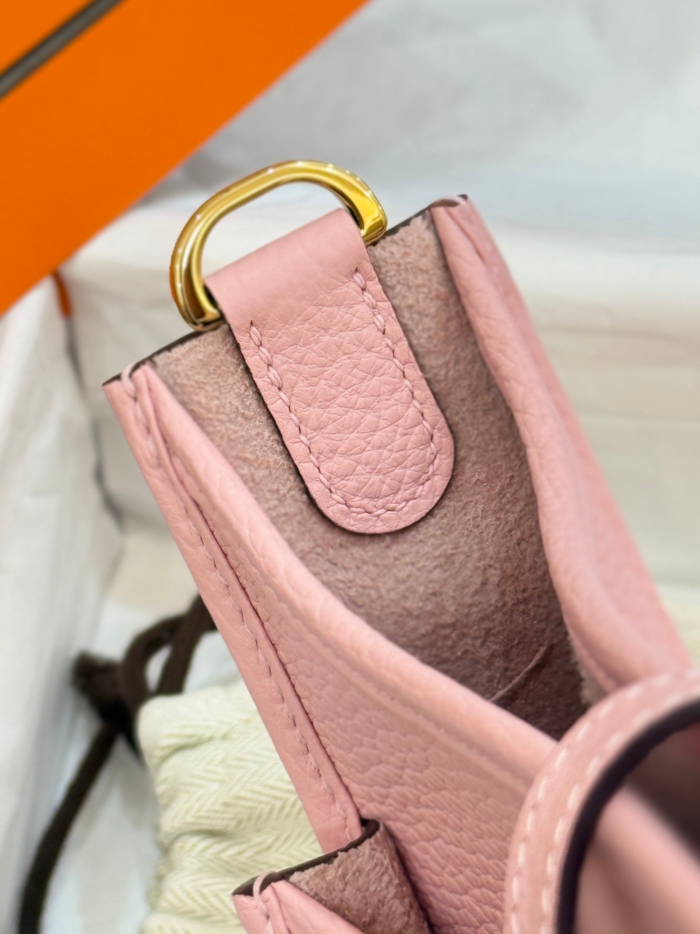 HM 26S EVELYNE BAG 23MM IN PINK GRAINED CALFSKIN