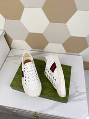 GG JULIO SNEAKER WITH WEB WHITE CANVAS