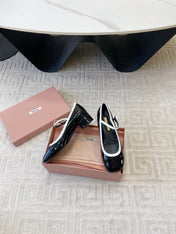 MARY JANE PUMPS IN BLACK GLOSSY SHEEPSKIN