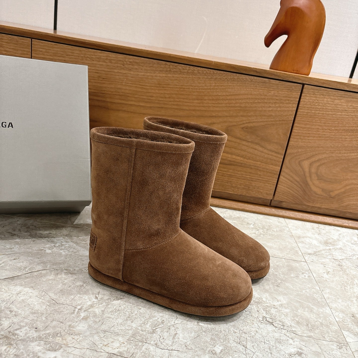 BALENCIAGA 25S ALASKA ANKLE BOOTS IN BROWN SUEDE