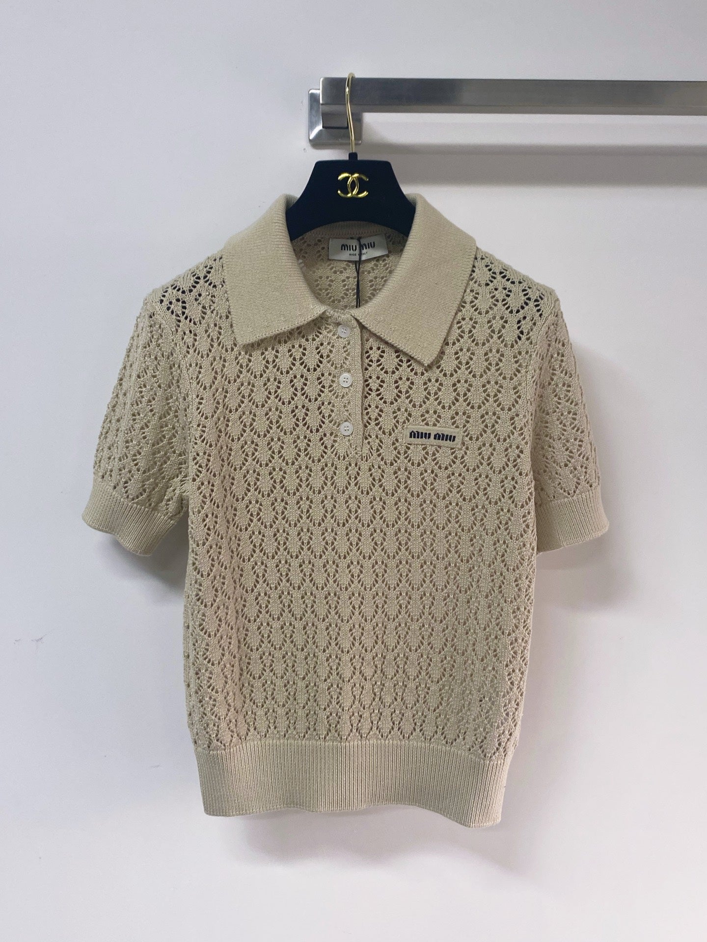 MIUMIU 26S SHORT-SLEEVED KNIT POLO SHIRT STYLE 1137