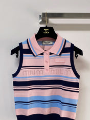MIUMIU 26S SLEEVELESS KNIT POLO TOP STYLE 1124