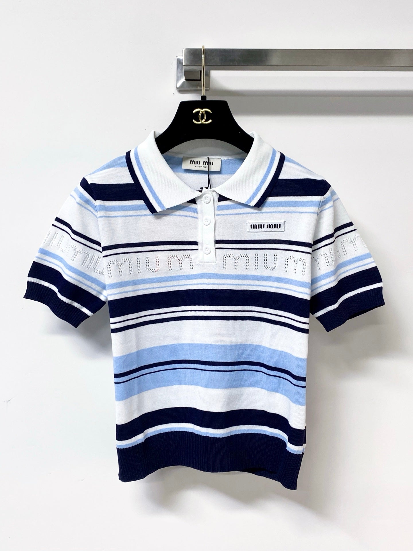 MIUMIU 26S SHORT-SLEEVED KNIT POLO SHIRT STYLE 1122