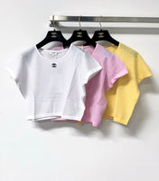 CHANEL 26S CROPPED SHORT-SLEEVED KNIT TOP STYLE 1223