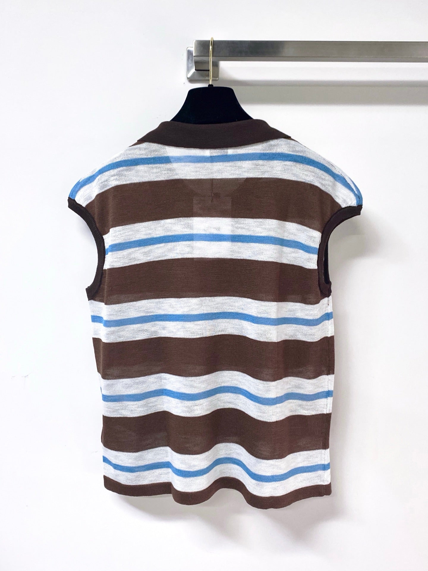 CELINE 26S STRIPED KNIT POLO TOP 327