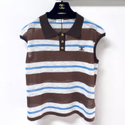 CELINE 26S STRIPED KNIT POLO TOP 327