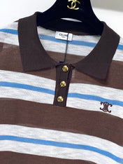 CELINE 26S STRIPED KNIT POLO TOP 327