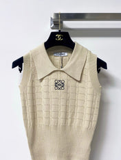 LOEWE 26S SLEEVELESS KNIT POLO TOP 414