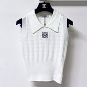 LOEWE 26S SLEEVELESS KNIT POLO TOP 413