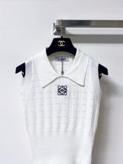 LOEWE 26S SLEEVELESS KNIT POLO TOP 413