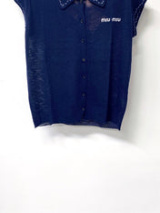 MIUMIU 26S SLEEVELESS KNIT POLO TOP 1168