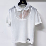 MIUMIU 26S RUFFLED COLLAR POLO SHIRT 1153