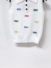 MIUMIU 26S SLEEVELESS KNIT POLO TOP 1236