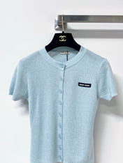 MIUMIU 26S SHORT SLEEVE KNIT CARDIGAN TOP 1239