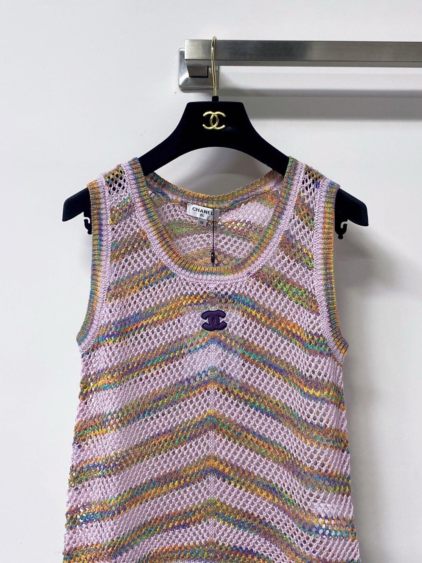 CHANEL 26S OPEN KNIT STRIPED TOP STYLE 1241