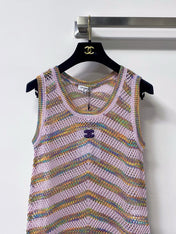 CHANEL 26S OPEN KNIT STRIPED TOP STYLE 1241