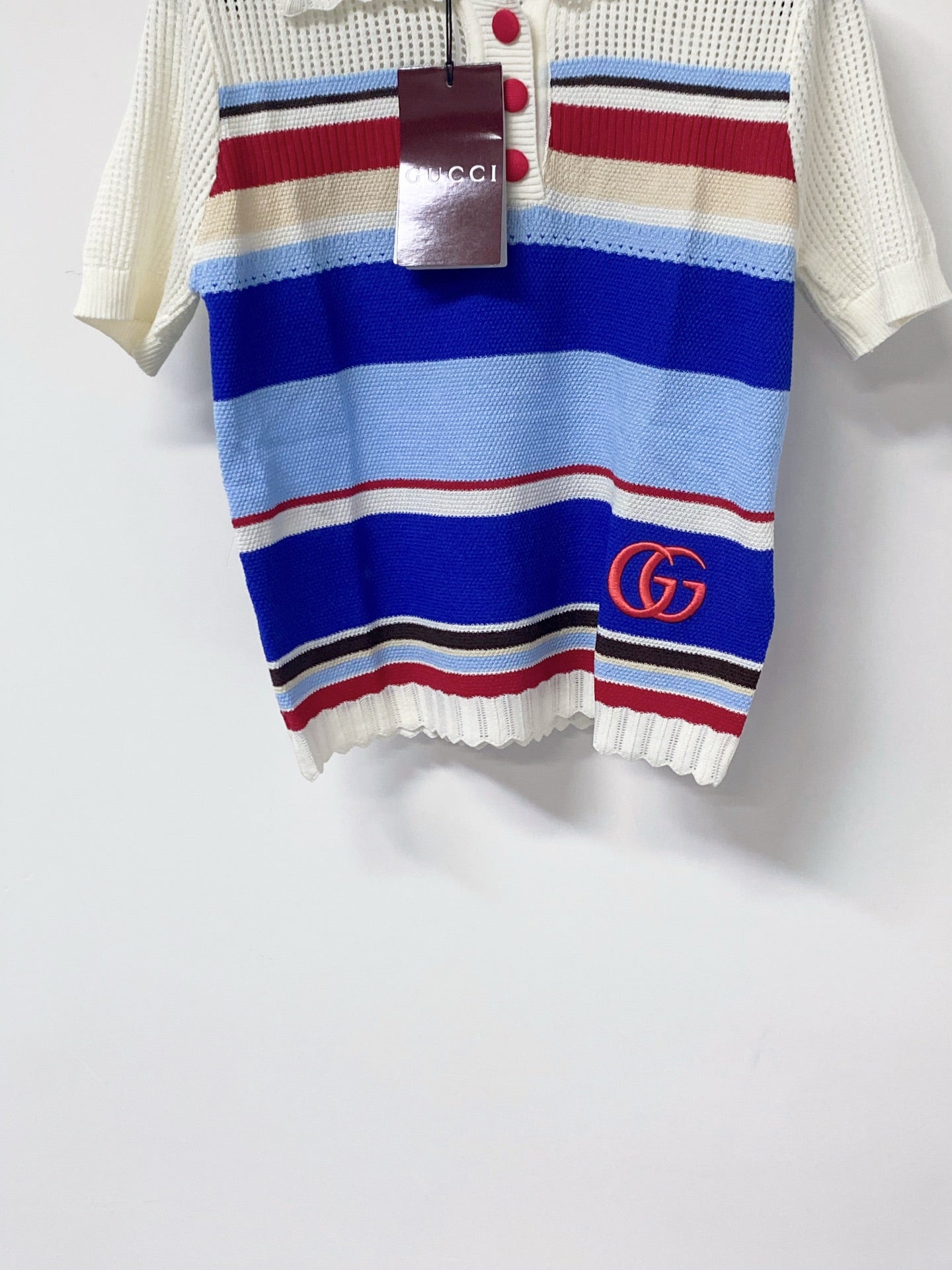 GUCCI 26S SHORT-SLEEVE KNIT POLO SHIRT 554