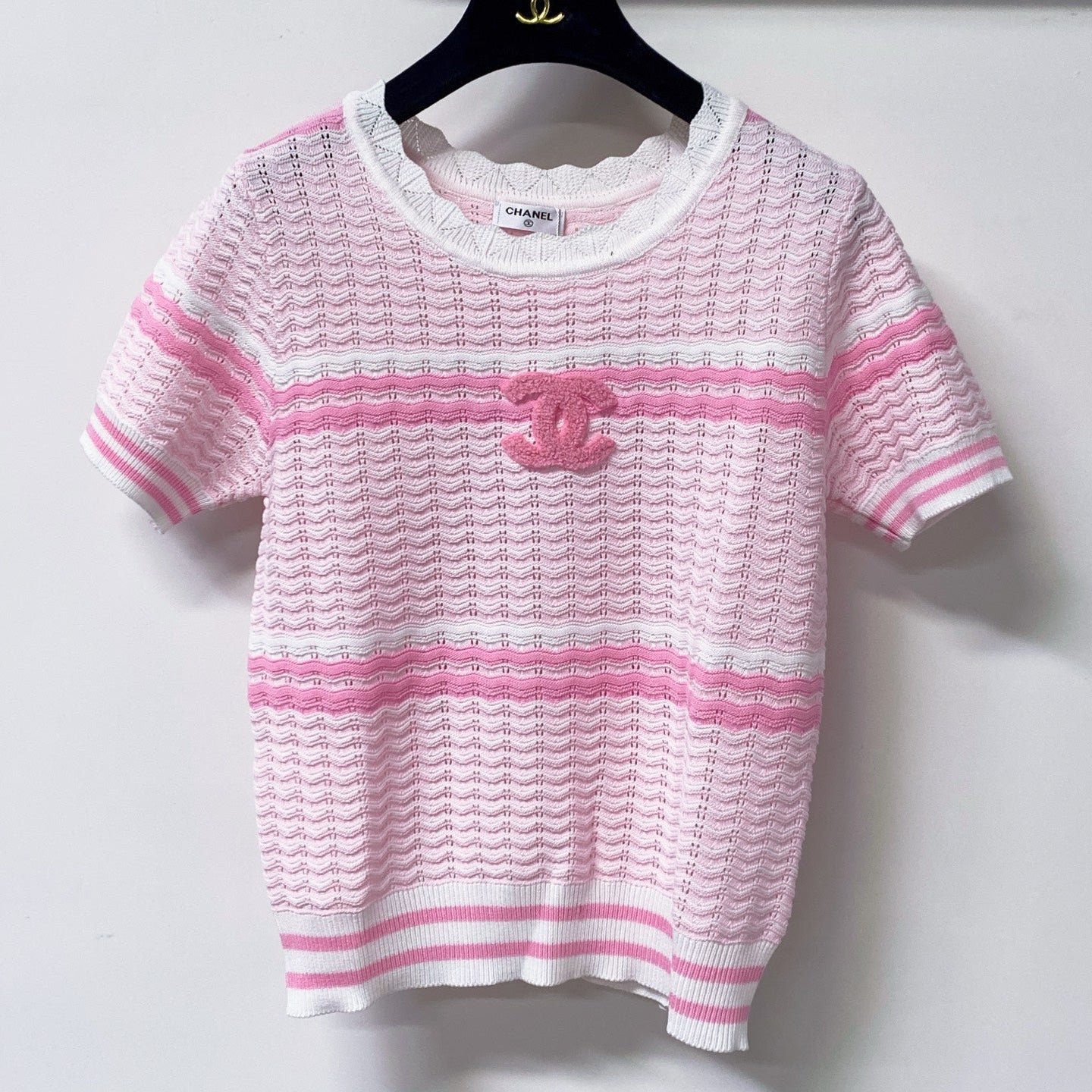 CHANEL 26S SHORT SLEEVE KNIT SWEATER 1648
