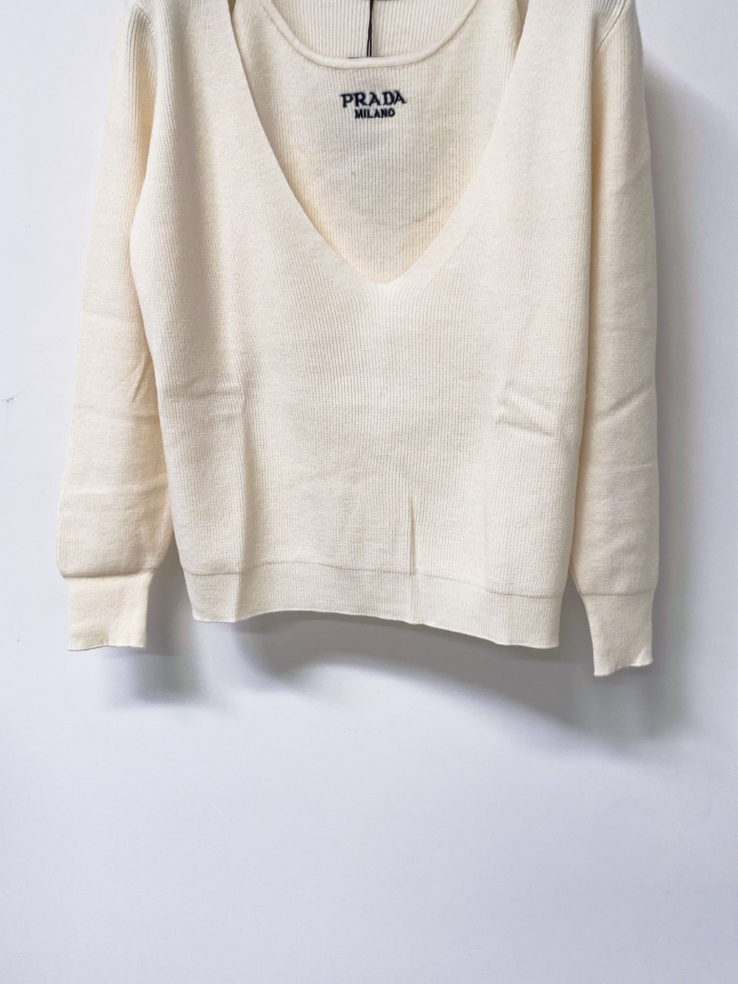 PRADA 26S V-NECK LAYERED KNIT SWEATER 1067