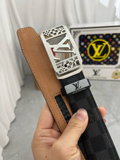 LV 25S BELT 35 MM IN BLACK MIX GREY CALFSKIN 593275