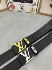 LV 25S BELT 38 MM IN BLACK CALFSKIN STAMP LOGO 593295