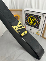 LV 25S BELT 38 MM IN BLACK CALFSKIN STAMP LOGO 593296