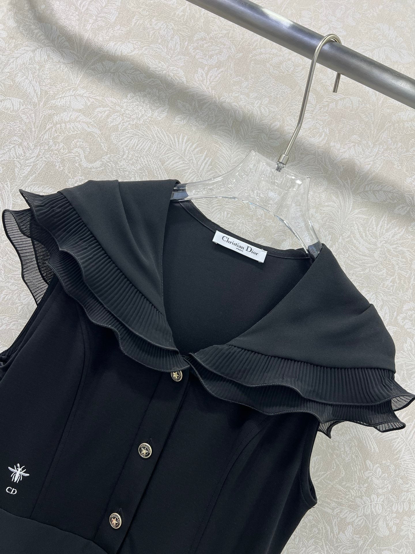 DIOR SLEEVELESS DRESS WITH RUFFLED SHOULDERS AND HEM 269143