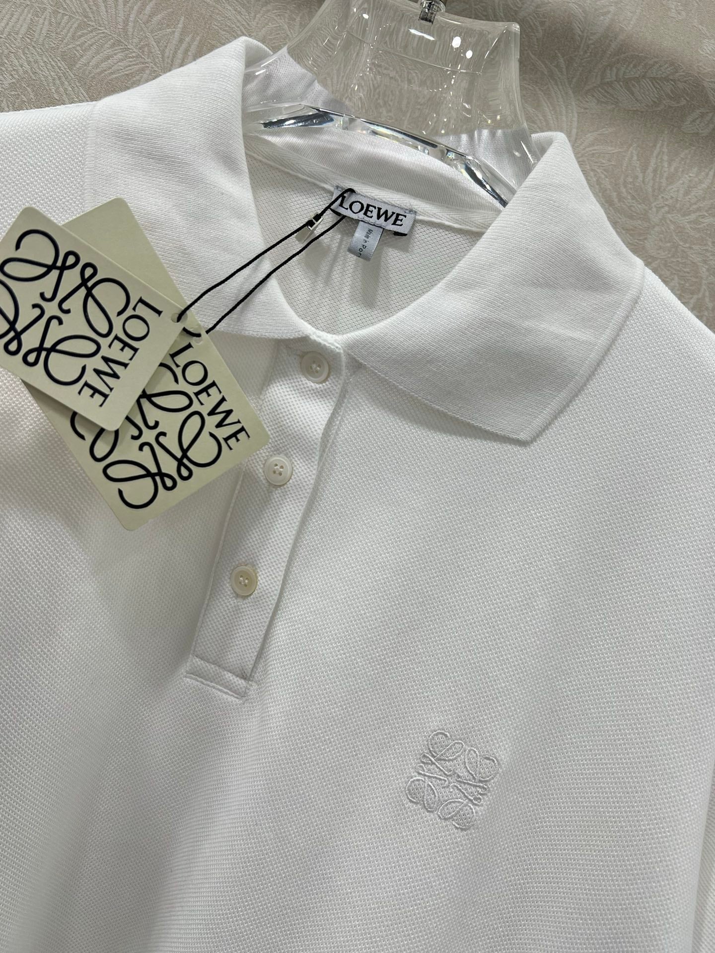 LOEWE OVERSIZED CROPPED POLO SHIRT WITH EMBROIDERED LOGO IN WHITE