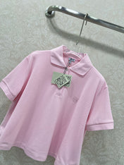 LOEWE OVERSIZED CROPPED POLO SHIRT WITH EMBROIDERED LOGO IN PINK