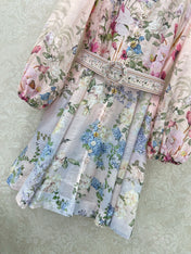 ZIMMER FLORAL DRESS WITH STAND COLLAR AND BELT 269180