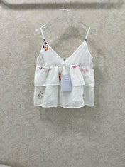 CHANEL RUFFLED SPAGHETTI STRAP TOP 272286