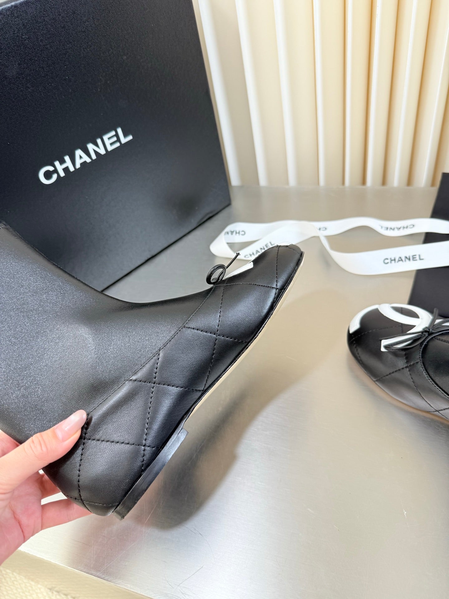 CHANEL 26S ANKLE BOOTS IN BLACK CALFSKIN SQUARE TOE
