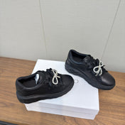 JIMMY CHOO 26S SNEAKERS 55 MM IN BLACK CALFSKIN WITH CRYSTAL BOW