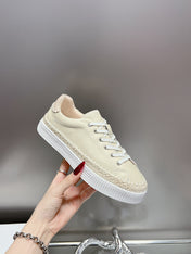 TELMA LACE-UP SNEAKER IN CREAM BEIGE LAMBSKIN AND RAFFIA