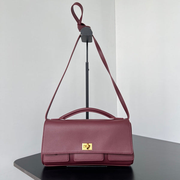 BEL AIR CLUTCH 27 IN BURGUNDY RED NAPPA LAMBSKIN GOLD HARDWARE