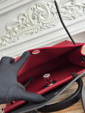 ZIP CABINE 31 BAG IN RUBY RED CANVAS AND BLACK CALFSKIN