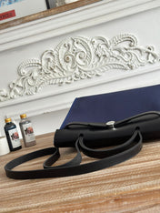 ZIP CABINE 31 BAG IN NAVY BLUE CANVAS AND BLACK CALFSKIN