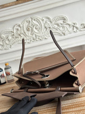 ZIP CABINE 31 BAG IN CHOCOLATE BROWN CANVAS AND BLACK CALFSKIN